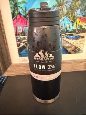 HydraPeak Flow 32oz Insulated Water Bottle - Black Camo Leopard